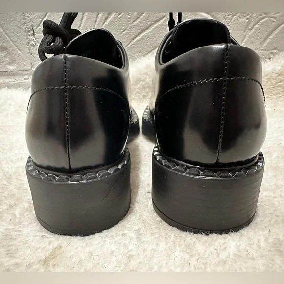 New Prada Chocolate Brushed Leather Lace-Up Loafers Size 39 - Picture 6 of 11